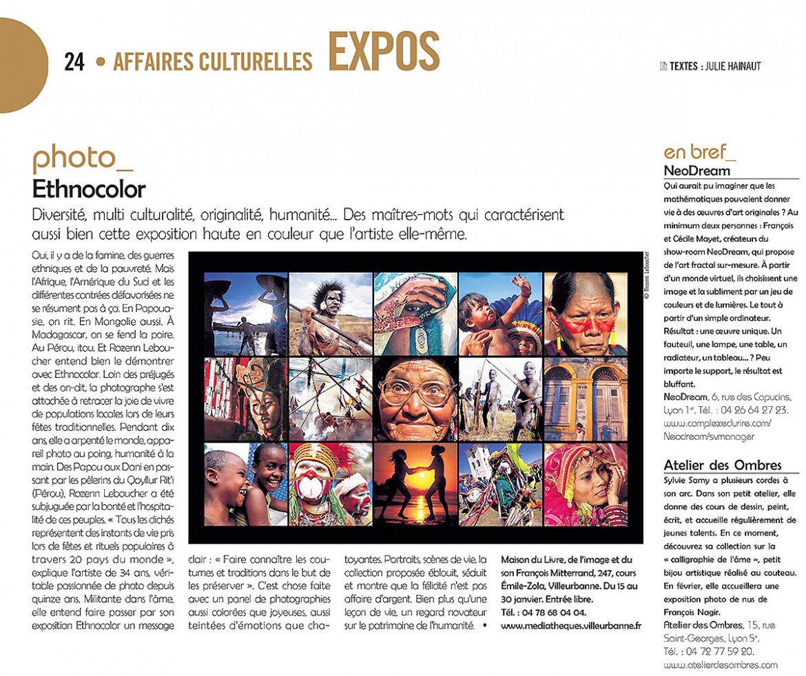 article - a nous lyon - Exhibition Ethnocolor - Rozenn Leboucher